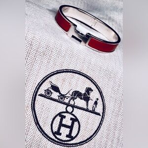 Hermès Enamel Bracelet – Brown / Silver
